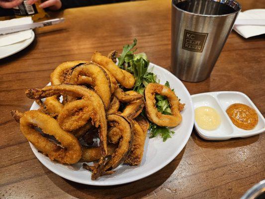 Calamari texture was not too chewy and soft! Dipping sauce was delicious