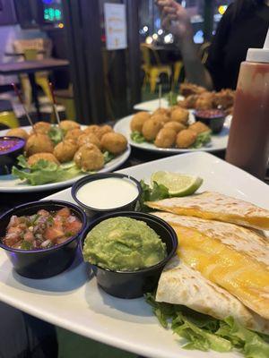 CHEESE QUESADILLA and Macaroni Balls