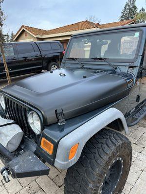 My jeep hood freshly wrapped.  I need to clean up the rest of the jeep now!