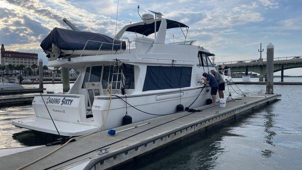 Long fingers made it easy to give our hull a quick scrub