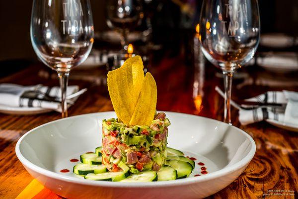 Mediterranean Diet
 $13
 tuna tartare with cucumber, ginger, red peppers, jalapeno, avocado, red onion, wasabi sauce