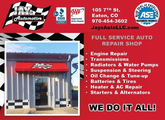 Jay's auto a full-service auto mechanics shop in Eaton CO serving Northern Colorado