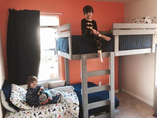 This is one of my favorite projects from last year. I designed and built this loft bunk-bed for my sons.