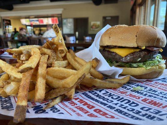 Bacon Cheese Burger with Fries