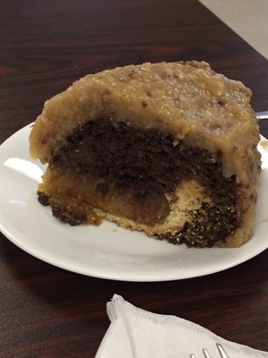 Piecaken--pecan pie inside a German chocolate cake--Yummy