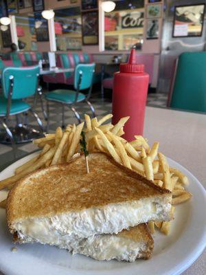 Tuna melt w fries lunch @1215 on a Tues