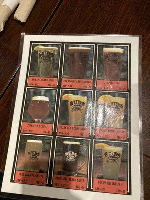 Beer menu