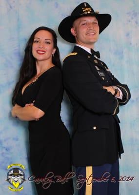 Custom designed template for 5"x7" formal photo sessions at a military ball with our blue marble backdrop, Elite Photo Lounge Photo Booth