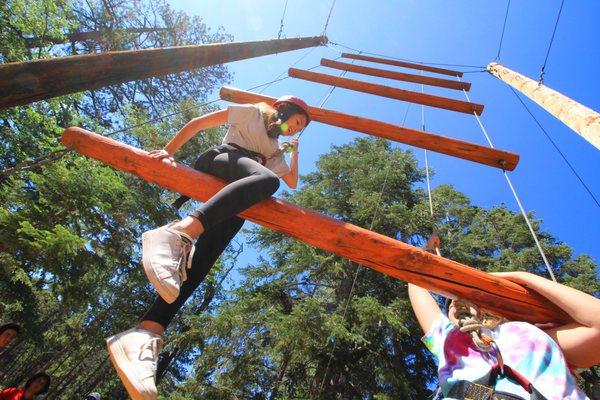 Ropes Course Jacob's Ladder at Jewish Summer Camp in Big Bear, CA