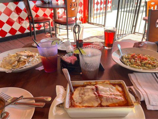 Grandma's Beef Lasagna, Tortellini Pesto Lunch, chicken Alfredo Pasta Lunch