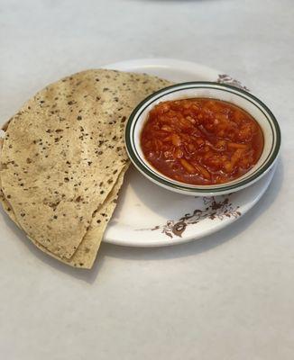 Fried Papad with onion chutney