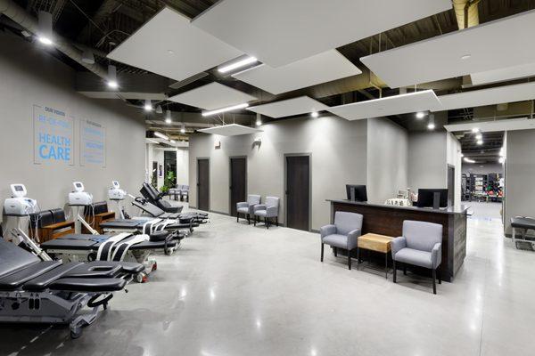 Decompression and open therapy area--adjoining offices have private therapy available