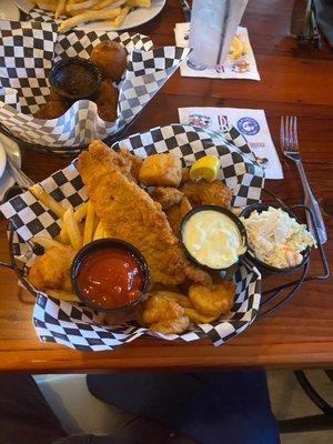 C3 Fried Platter with Hush Puppies with Apple Butter... The Best Ever!