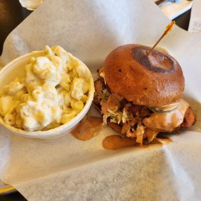 Mac and cheese, hot chicken sandwiches.