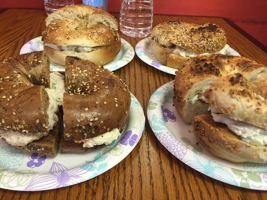 Delicious whole wheat and regular everything bagels!!! Always perfect with so many spread options!