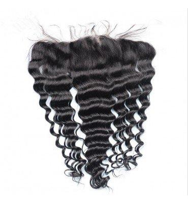 Virgin hair Swiss lace frontal 4X13 malaysian curls 130% density make by hand tied in-Natural color Can be bleach color perm no tangle