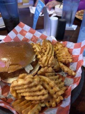 Fish Sandwich with waffle fries