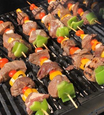 Steak Skewers Hot off the Grill