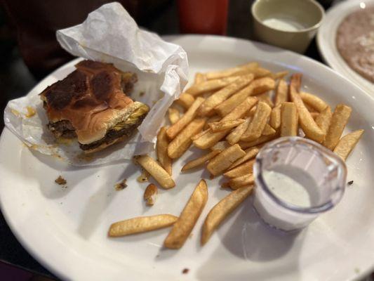 Double cheese burger meal, son likes it plain, and that is what they gave him, loved it