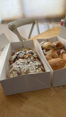 Pistachio, Almond, Blueberry, Apple, Chocolate Almond and plain croissant....