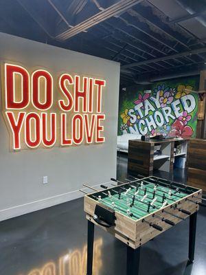 Foosball table and fun art!