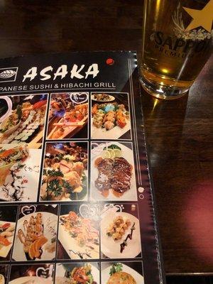 Menu and beer