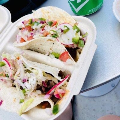 Brisket tacos with all the fixins!