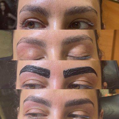 Threading and waxing plus tinting eyebrows before and after