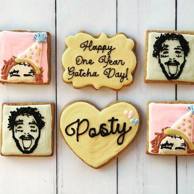 Custom themed barkery cookies - post malone