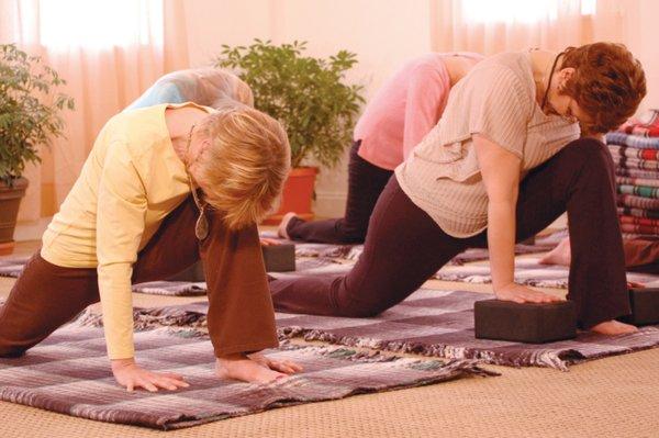 in a yoga class