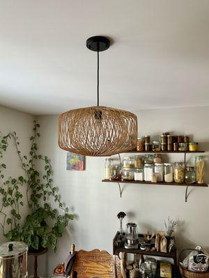 New lighting fixture, and custom kitchen shelving for a customer in Hendersonville