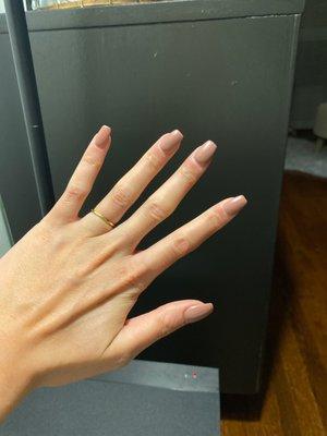 Acrylic fill, matte polish, coffin shape