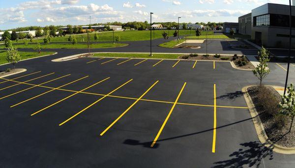 Freshly Paved and Striped Parking Lot