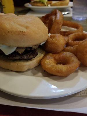 Mushroom w/upgrade side onion rings.