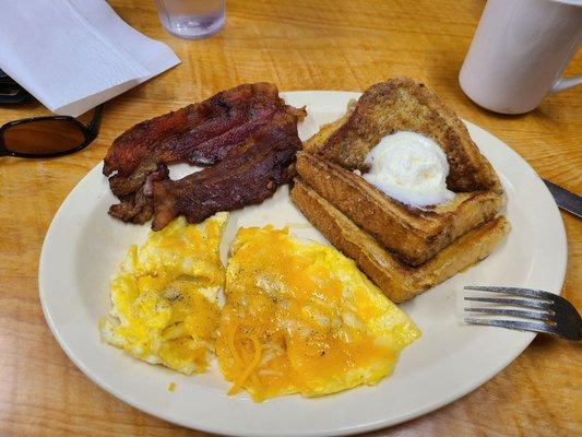 French toast with eggs and bacon - very good