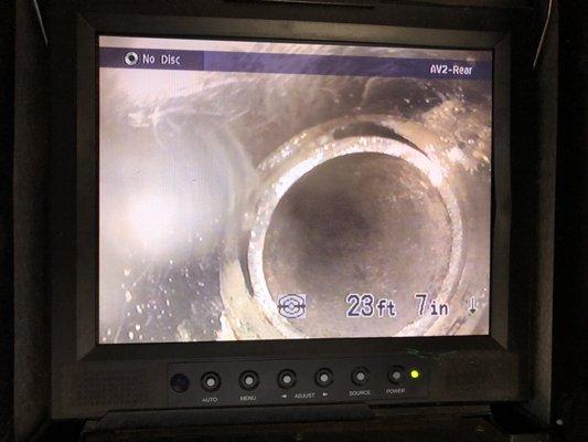 Video scope found a gap in the pipe.