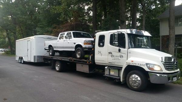 We can tow your truck and trailer. Helping a out of town customer