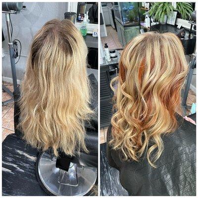 Added a pop of fun color to this beautiful blonde!