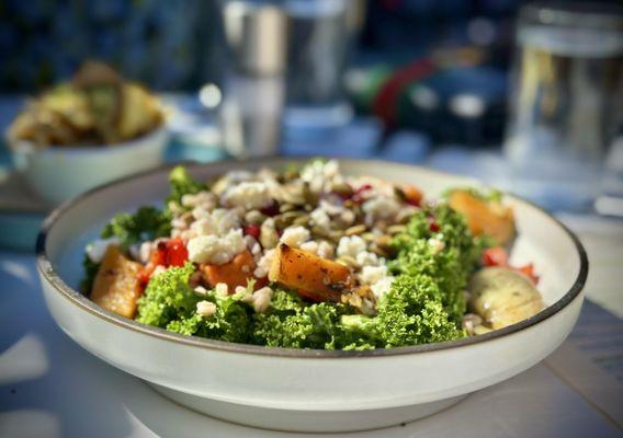 Harvest Salad with roasted veggies and kale