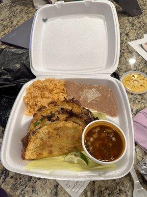 3 Quesatacos with rice and beans