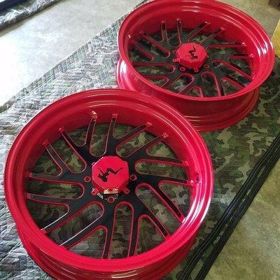 Custom Wheels-Fabricated and powder coated by P&C Fabrication and Coating, Inc.