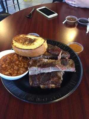 4 rib plate with slaw n beans