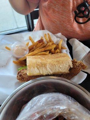 Catfish po boy and fries