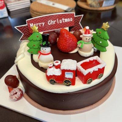 Choo choo Christmas cake (dark chocolate)