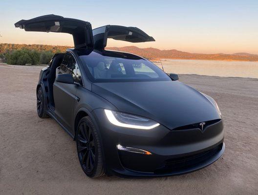 Tesla model X Matt Black full wrap