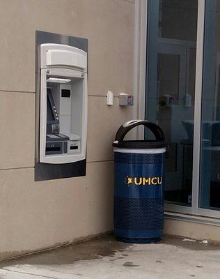 UMCU ATM and handy trash can for those ATM receipts you are supposed to retain!