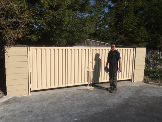 It took only 2 hours to install our perfectly fabricated power coat finish gates.  Martin installed them meticulously, and leveled them aok!