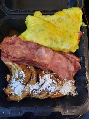 French Toast Platter with Omelet