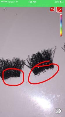 Circles is my real eye lash that came off with the fake eye lashes