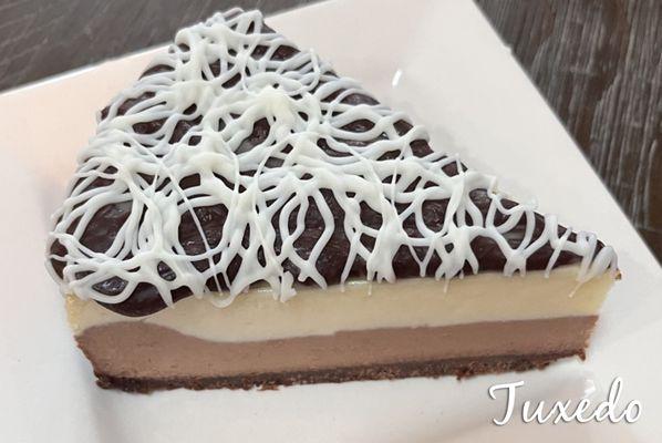 Tuxedo cheesecake slice